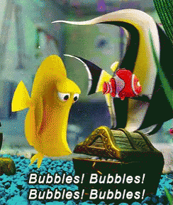 animation of fish reaching to bubbles from Finding Nemo