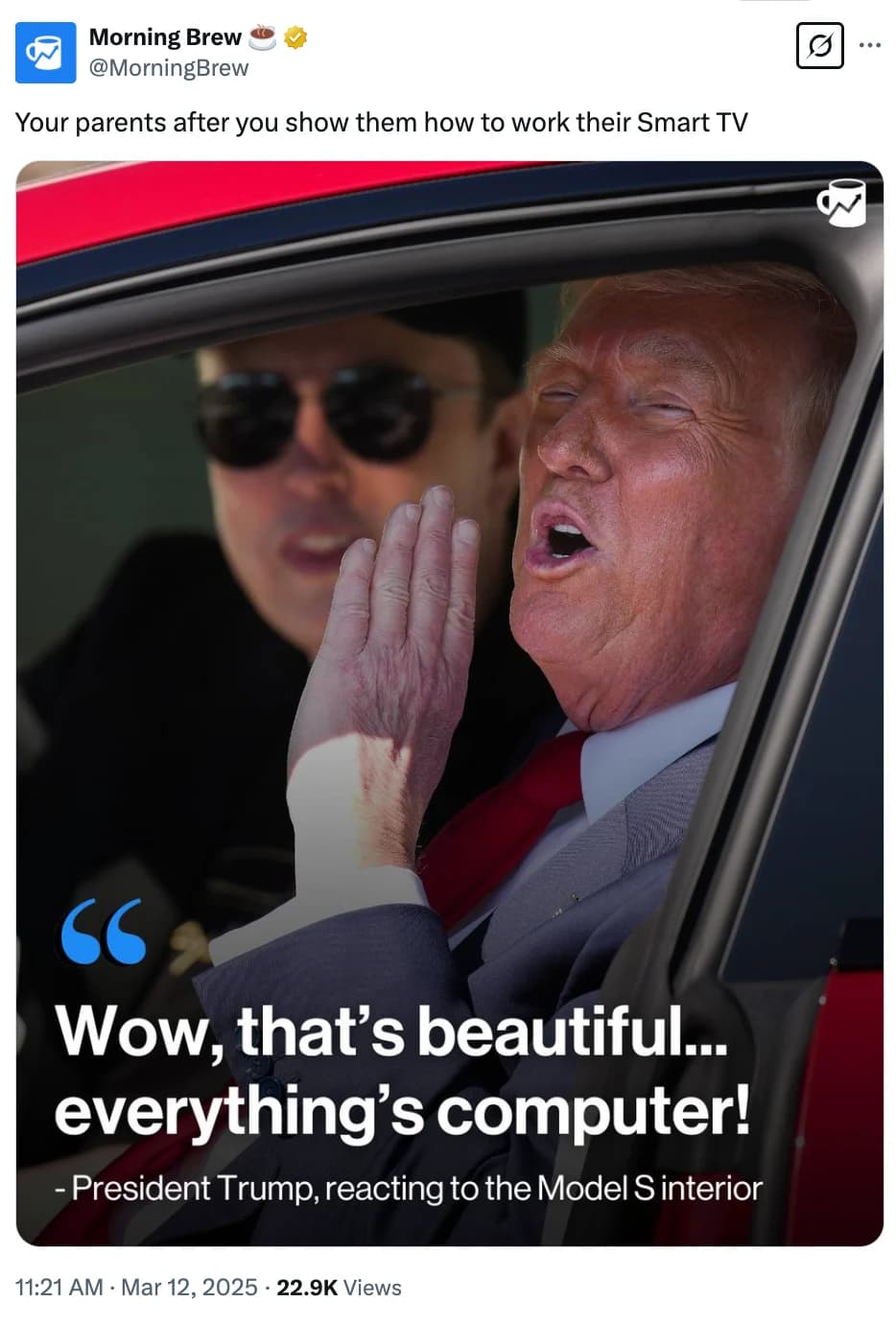 donald trump saying 'everything's computer' about the Tesla Model S